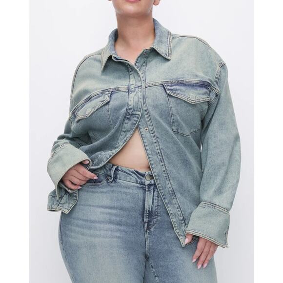 NWT Good American DENIM OPEN JACKET | BLUE690  size-S - Picture 1 of 10
